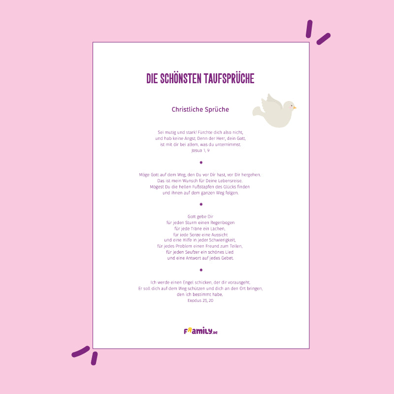 Die schönsten Taufsprüche als kostenloser Download mit verschiedenen christlichen Sprüchen
