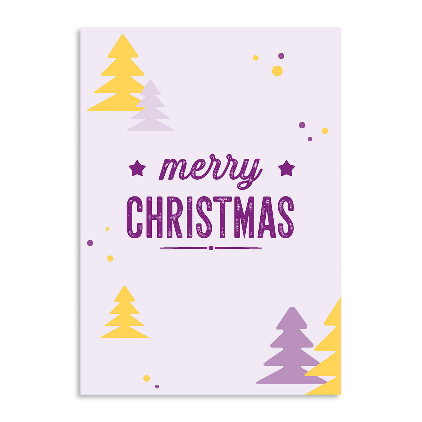 Lila Grußkarte mit Schriftzug Merry Christmas