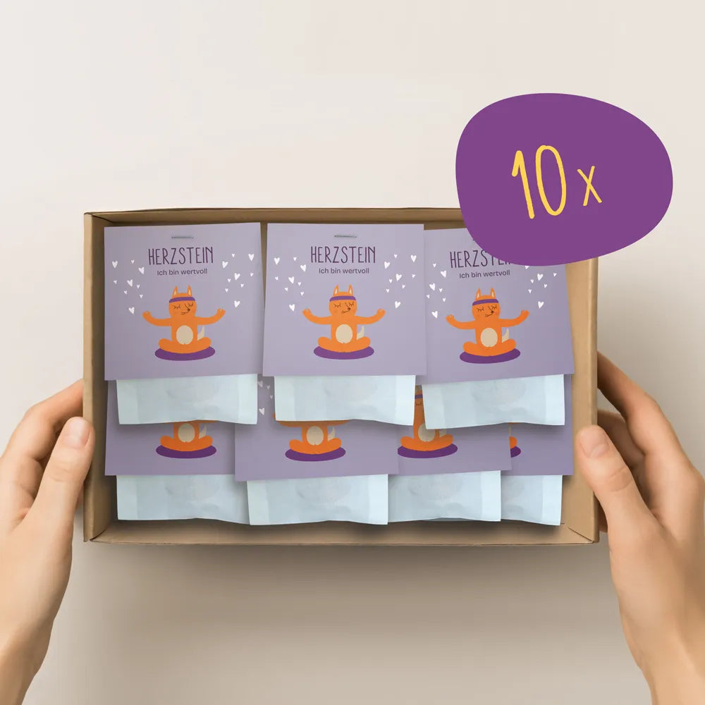 10 Herzsteine in einem Karton