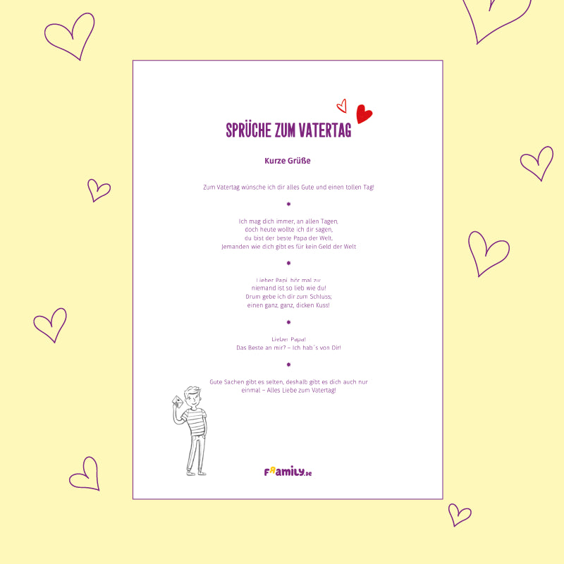 Sprüche zum Vatertag als kostenloser Download mit verschiedenen kurzen Grüßen