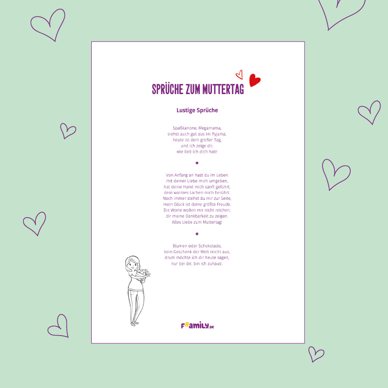 Sprüche zum Muttertag als kostenloser Download mit verschiedenen lustigen Sprüchen