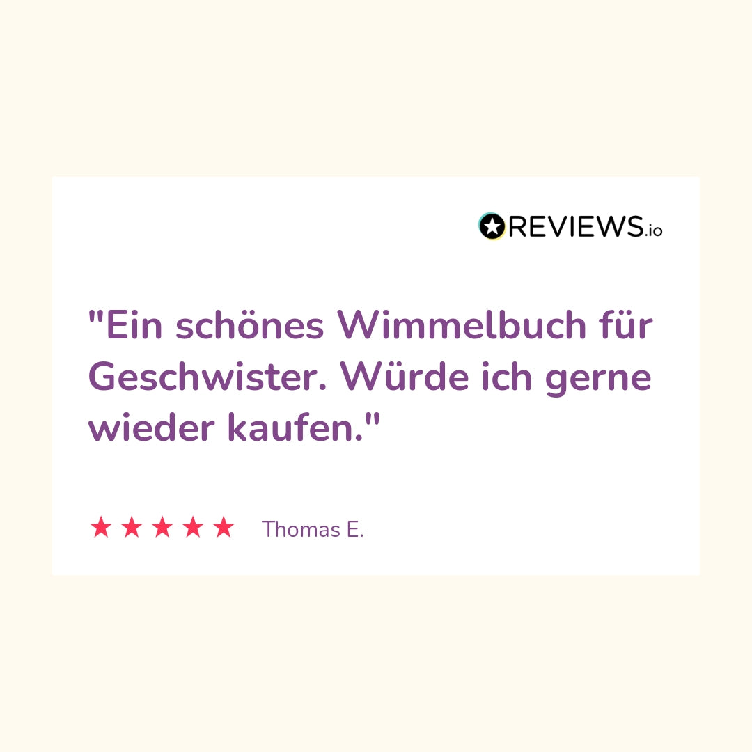 Produktbewertung: "Ein schönes Wimmelbuch für Geschwister. Würde ich gerne wieder kaufen."
