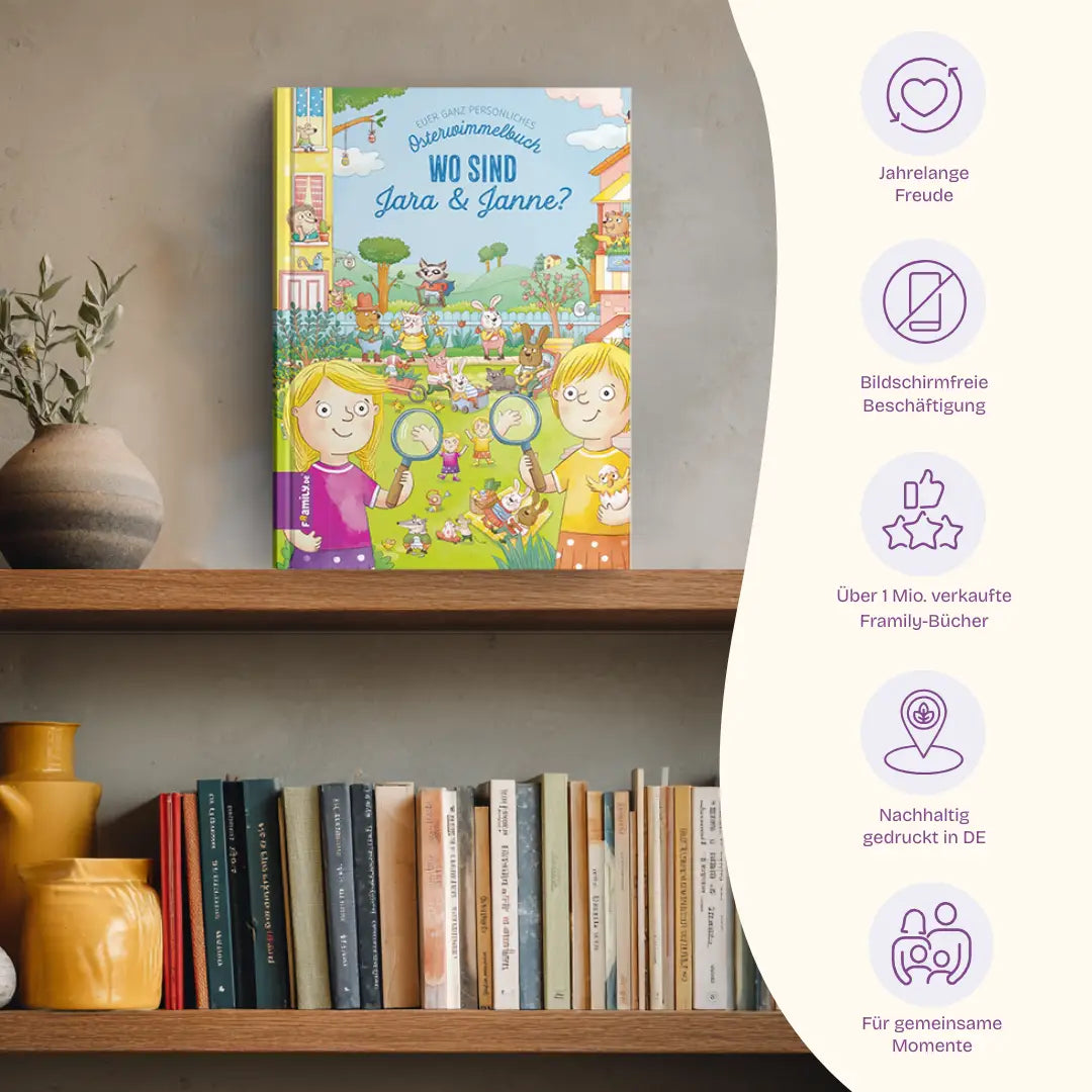 Vorteile: Jahrelange Freude, Bildschirmfreie Beschäftigung, Über 1 Mio. verkaufte Framily-Bücher, Nachhaltig gedruckt in DE, Für gemeinsame Momente