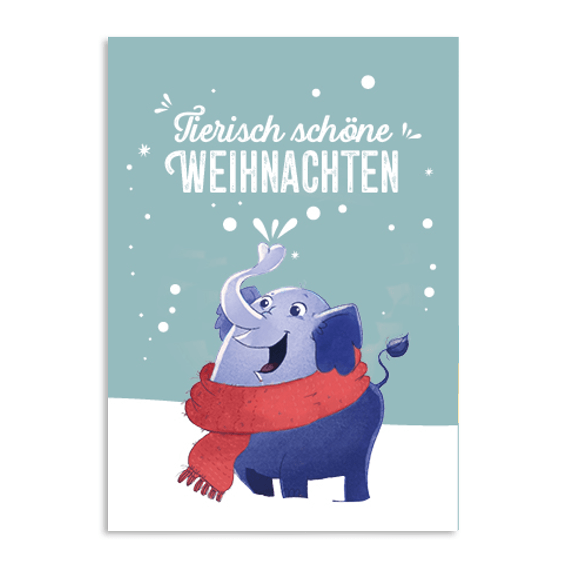 Postkarte Tierisch schöne Weihnachten mit Elefant im Schnee