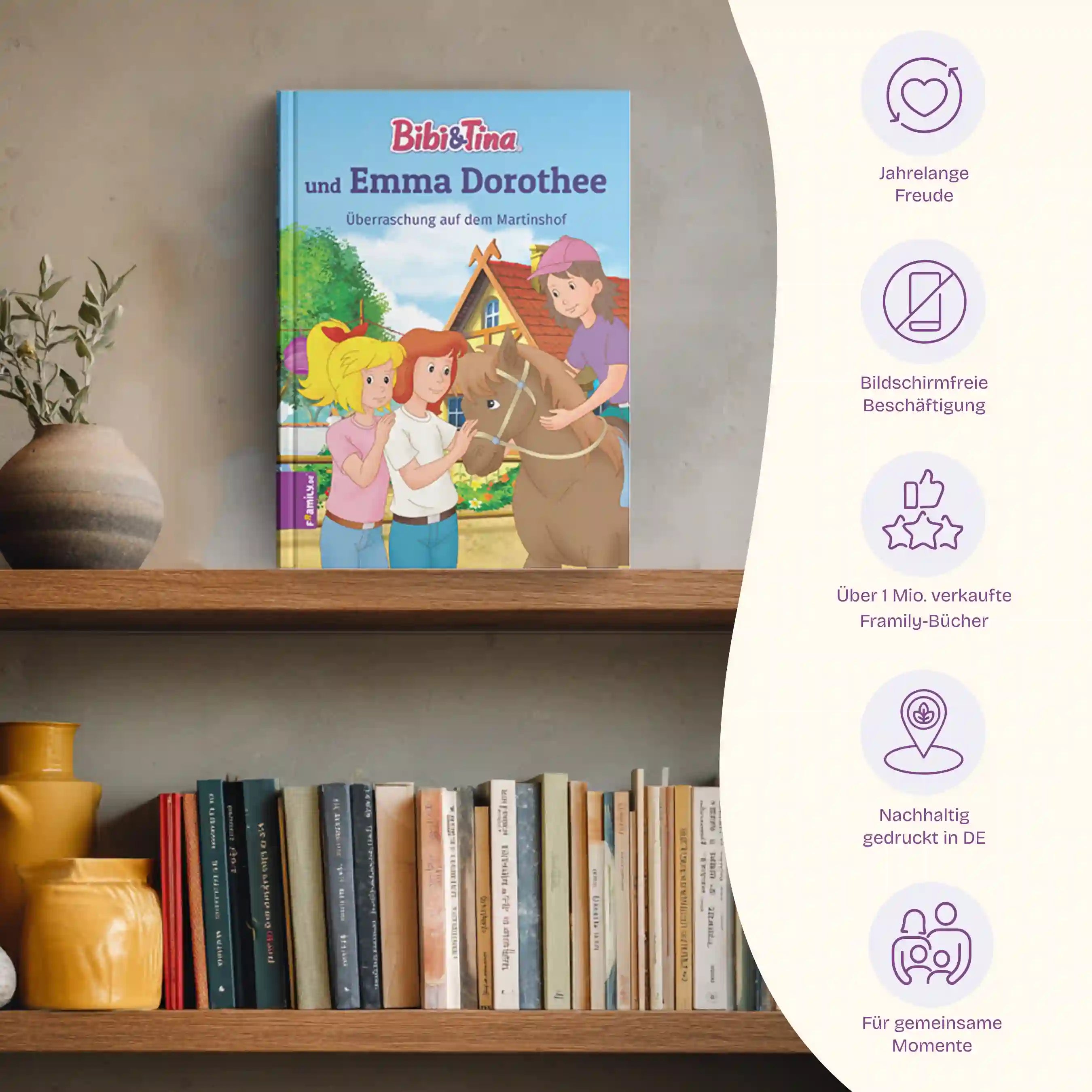 Vorteile: Jahrelange Freude, Bildschirmfreie Beschäftigung, Über 1 Mio. verkaufte Framily-Bücher, Nachhaltig gedruckt in DE, Für gemeinsame Momente